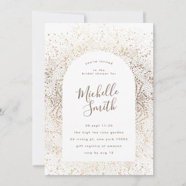 Gold Foil Botanical Whimsical Arch Frame Bridal Invitations