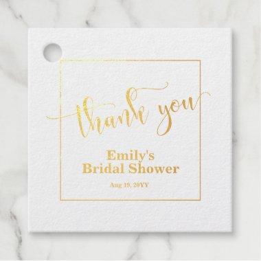 Gold Foil Bridal Shower Square Sticker Foil Favor Tags