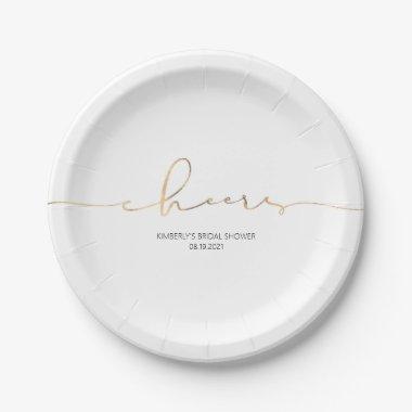 Gold Foil Cheers Elegant Modern Party Paper Plates