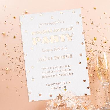 Gold Foil Confetti Bachelorette Party Foil Invitations