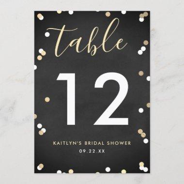 Gold Foil Confetti Bridal Shower Table Number