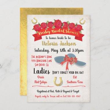 Gold Foil Derby Bridal Shower Invitations