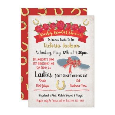 Gold Foil Derby Bridal Shower Invitations