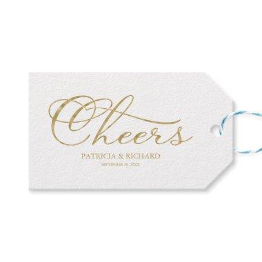 Gold Foil Elegant Script Cheers Wine Bottle Tags