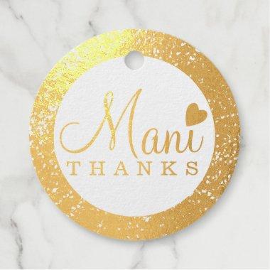 Gold Foil Glitter Mani Thanks Bridal Shower Foil Favor Tags