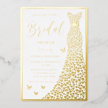 Gold Foil Gown Elegant Bridal Shower Real Golden Foil Invitations