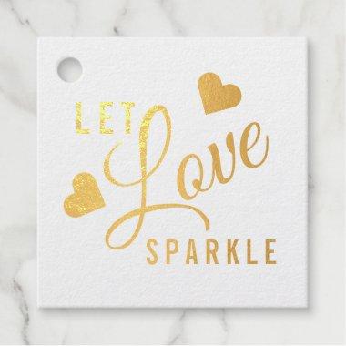 Gold Foil Let Love Sparkle Wedding Thank You Foil Favor Tags