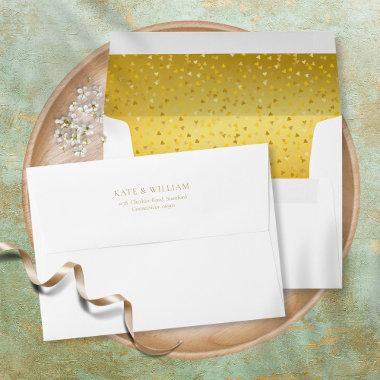Gold Foil Love Hearts Confetti Return Address Envelope