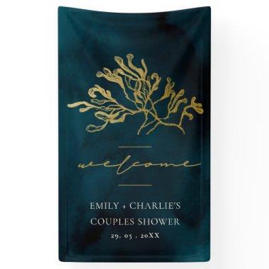 GOLD FOIL NAVY UNDERWATER SEAWEED COUPLES SHOWER BANNER