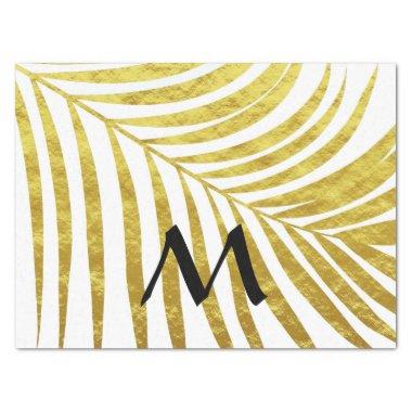 Gold Foil Palm Leaf Tropical Monogrammed Initials Tissue Paper