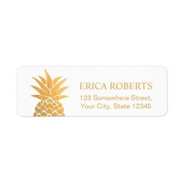 Gold Foil Pineapple Hawaiian Tropical Label