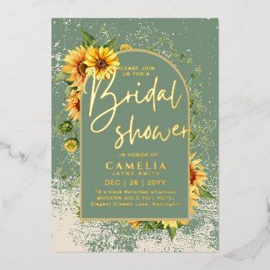 GOLD FOIL Sage Sunflowers  QR Code Foil