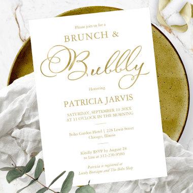 Gold Foil Simple Brunch And Bubbly Bridal Shower Invitations
