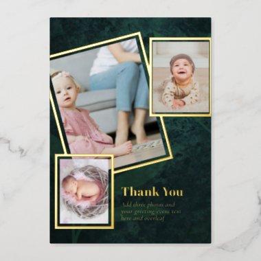 Gold Foil THANK YOU Photo Collage Modern QR CODE Foil Invitations