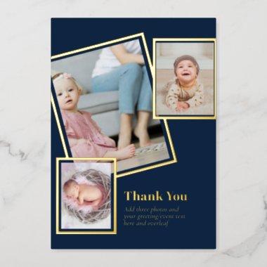 Gold Foil THANK YOU Photo Collage Modern QR CODE Foil Invitations