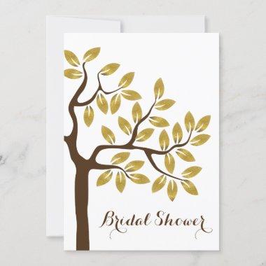Gold foil tree modern bridal shower wedding Invitations