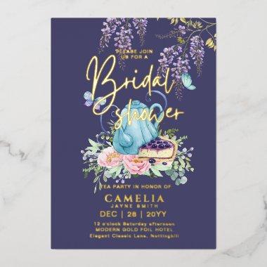 Gold Foil Wisteria TEA PARTY  QR Code Foil