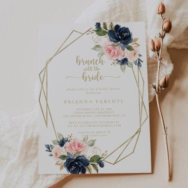 Gold Geometric Brunch with the Bride Shower  Invitations