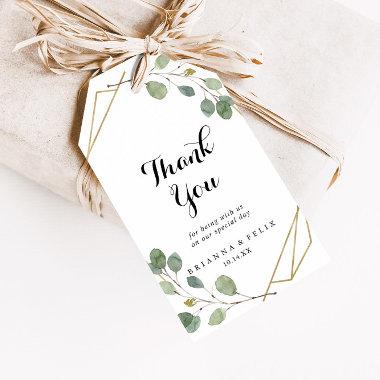 Gold Geometric Calligraphy Wedding Thank You Gift Tags