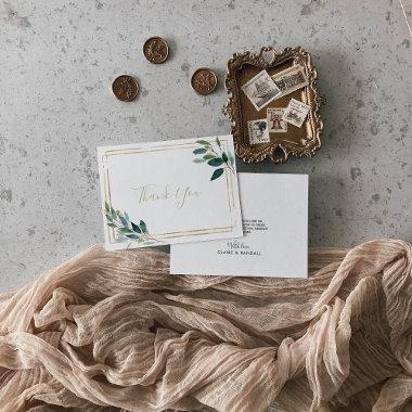 Gold Geometric Chic Eucalyptus Wedding  Thank You