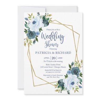 Gold Geometric Dusty Blue Floral Wedding Shower
