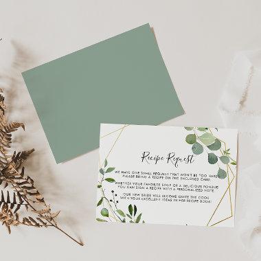 Gold Geometric Eucalyptus Wedding Recipe Request Enclosure