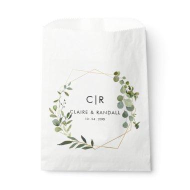 Gold Geometric Green Eucalyptus Wedding Favor Bag