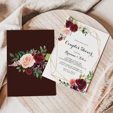 Gold Geometric Spring Calligraphy Couples Shower Invitations