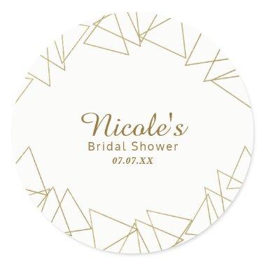 Gold Geometric Triangles Modern Glamour Chic Party Classic Round Sticker