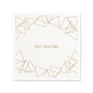 Gold Geometric Triangles Modern Glamour Chic Party Napkins