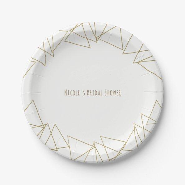 Gold Geometric Triangles Modern Glamour Chic Party Paper Plates