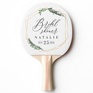 gold geometric watercolor bridal shower ping pong paddle