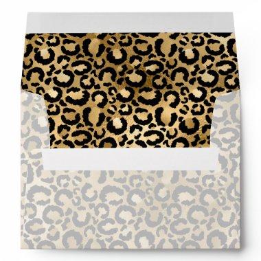 Gold Glam Black Leopard Print Envelope