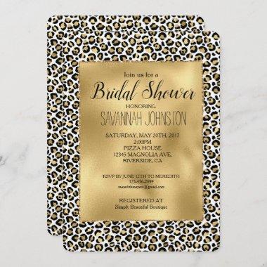 Gold Glam Black Leopard Print Invitations