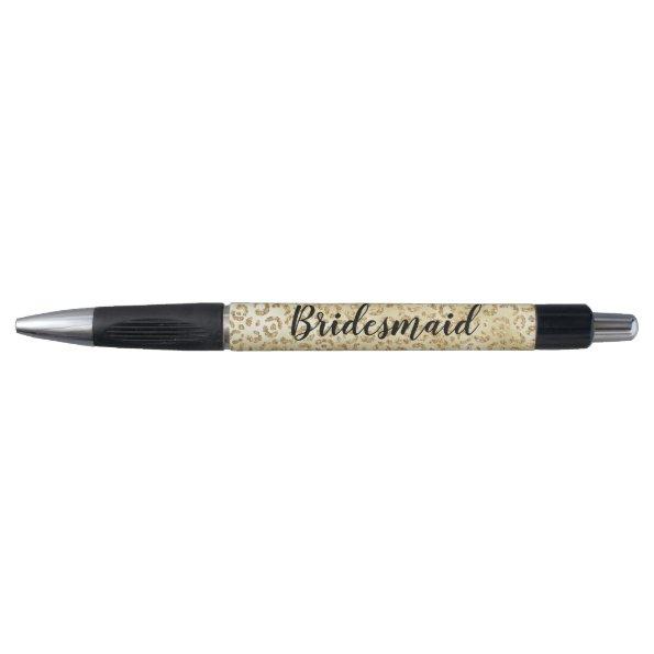 Gold Glam Glitter Leopard Print  Pen