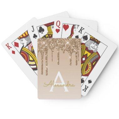 Gold Glitter and Sparkle Luxury Monogram Poker