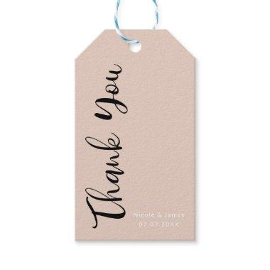 Gold Glitter Beige Pink Thank You Party Wedding Gift Tags