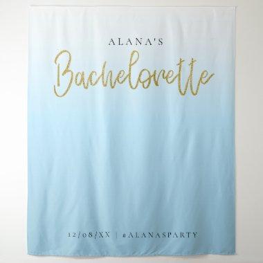 Gold Glitter Blue Bachelorette Party Photo Booth Tapestry