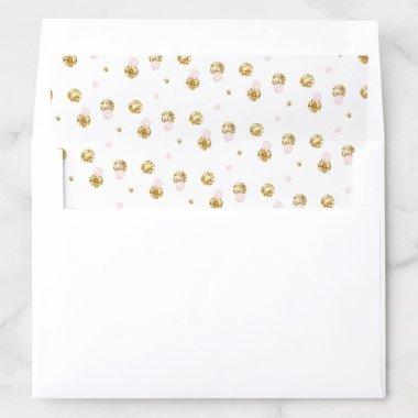 Gold Glitter & Blush Pink Watercolor Envelope Liner