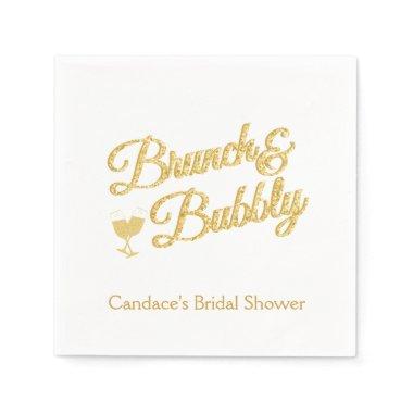 Gold Glitter Bridal Shower Napkins