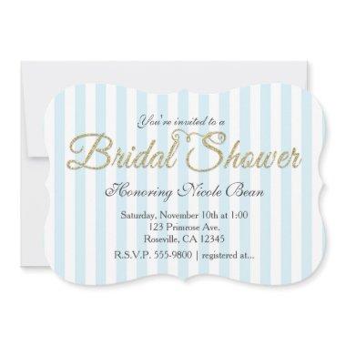 Gold Glitter  Stripe Blue