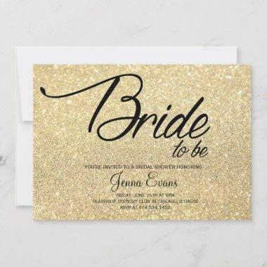Gold Glitter Bride to Be Bridal Shower Invitations