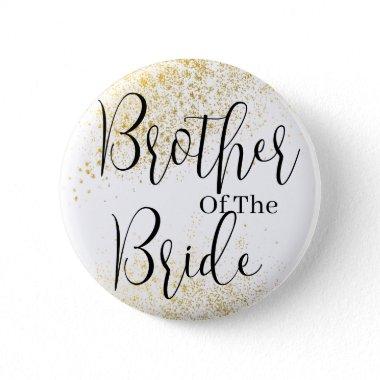 Gold Glitter brother of bride wedding Button