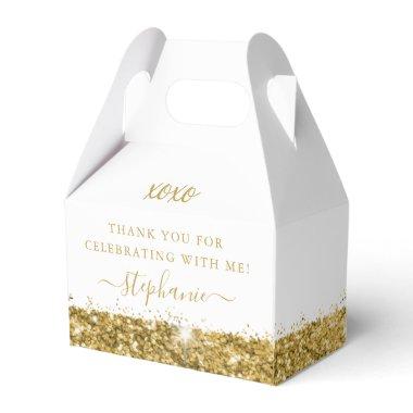 Gold Glitter Confetti Birthday Mitzvah Thank You Favor Box