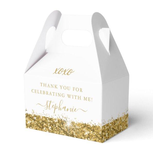 Gold Glitter Confetti Birthday Mitzvah Thank You Favor Box