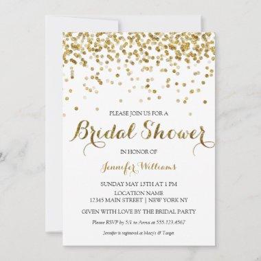 Gold Glitter Confetti Bridal Shower Invitations