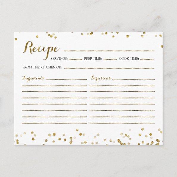 Gold Glitter Confetti Bridal Shower Recipe Invitations