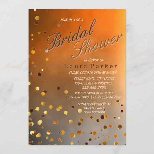 Gold Glitter Confetti sunset Bridal Shower Wedding Invitations