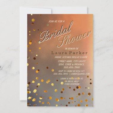 Gold Glitter Confetti sunset Bridal Shower Wedding Invitations