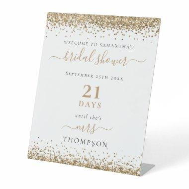 Gold Glitter Days to Mrs Welcome  Pedestal Sign